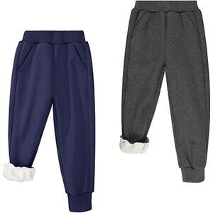 Winter Jogger Pants for Boys Girls, Kids Fleece Sweatpants